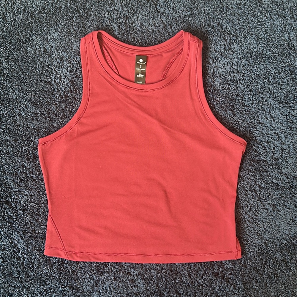 NWOT YOGALICIOUS Women’s Red Fitted Racerback Crop Athletic Yoga Tank Size Small